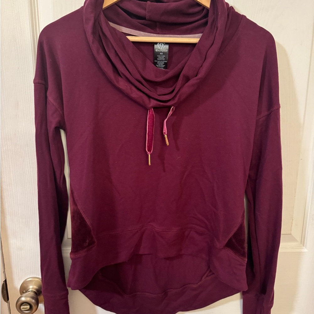 Champion Maroon Long Sleeve Top, Velvet Trim
